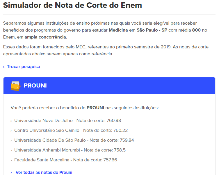 Conheça o simulador de notas de corte do Enem